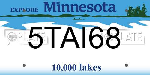 5TAI68 Minnesota License Plate