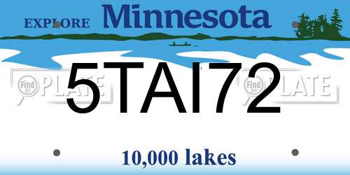 5TAI72 Minnesota License Plate
