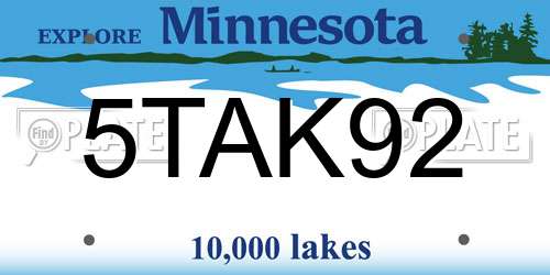 5TAK92 Minnesota License Plate