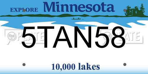 5TAN58 Minnesota License Plate