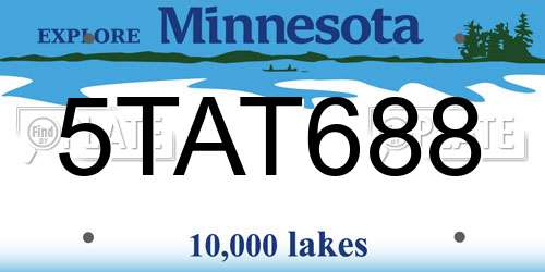 5TAT688 Minnesota License Plate