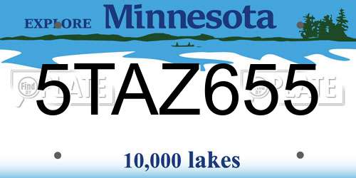 5TAZ655 Minnesota License Plate