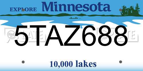 5TAZ688 Minnesota License Plate