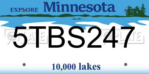 5TBS247 Minnesota License Plate
