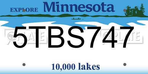 5TBS747 Minnesota License Plate