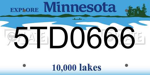 5TD0666 Minnesota License Plate
