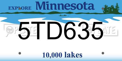 5TD635 Minnesota License Plate