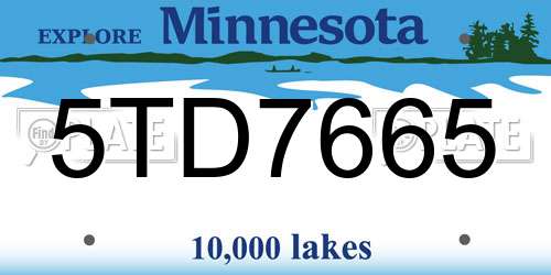 5TD7665 Minnesota License Plate