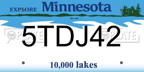5TDJ42 Minnesota License Plate