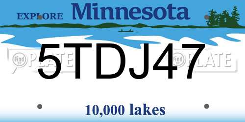5TDJ47 Minnesota License Plate