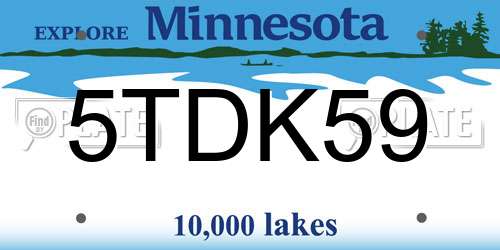 5TDK59 Minnesota License Plate