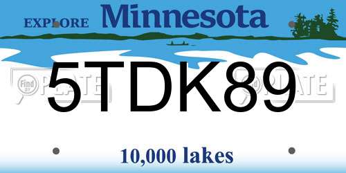 5TDK89 Minnesota License Plate