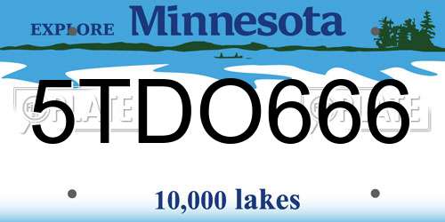 5TDO666 Minnesota License Plate