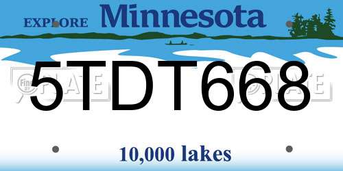 5TDT668 Minnesota License Plate