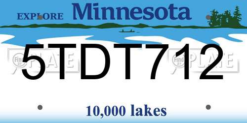 5TDT712 Minnesota License Plate