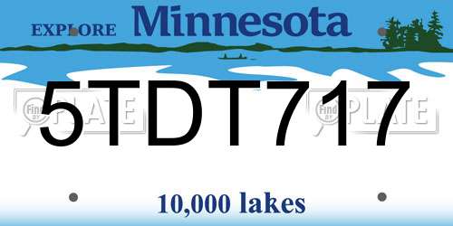 5TDT717 Minnesota License Plate