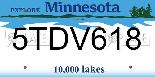 5TDV618 Minnesota License Plate