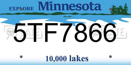 5TF7866 Minnesota License Plate
