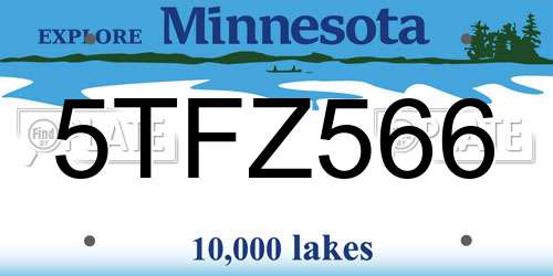 5TFZ566 Minnesota License Plate