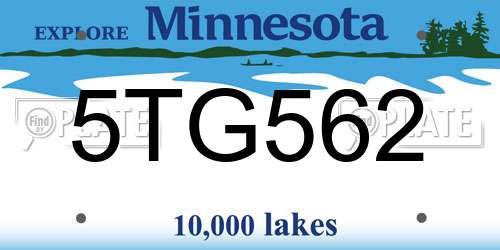 5TG562 Minnesota License Plate