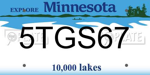 5TGS67 Minnesota License Plate
