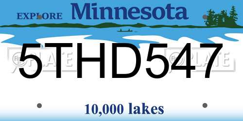 5THD547 Minnesota License Plate