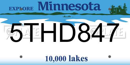 5THD847 Minnesota License Plate