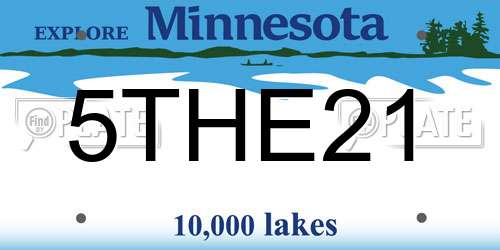 5THE21 Minnesota License Plate