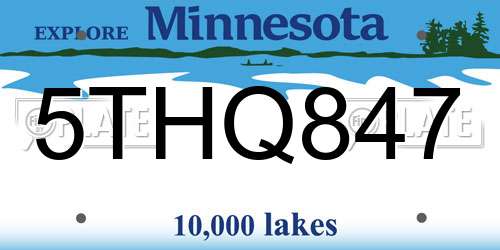 5THQ847 Minnesota License Plate