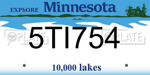5TI754 Minnesota License Plate