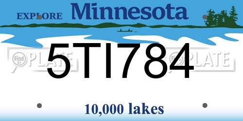 5TI784 Minnesota License Plate