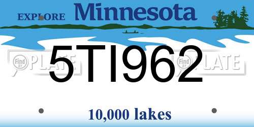 5TI962 Minnesota License Plate