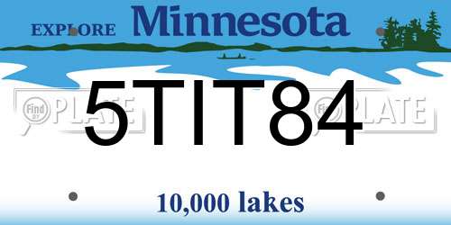 5TIT84 Minnesota License Plate
