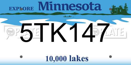 5TK147 Minnesota License Plate