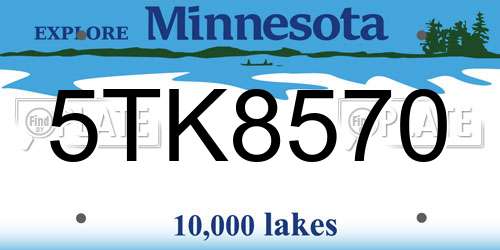 5TK8570 Minnesota License Plate
