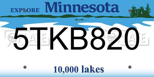 5TKB820 Minnesota License Plate
