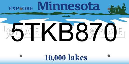5TKB870 Minnesota License Plate