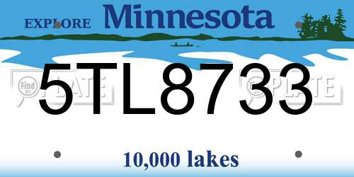 5TL8733 Minnesota License Plate