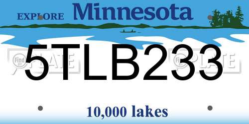 5TLB233 Minnesota License Plate