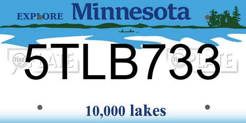 5TLB733 Minnesota License Plate