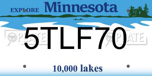 5TLF70 Minnesota License Plate