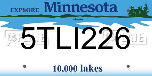 5TLI226 Minnesota License Plate