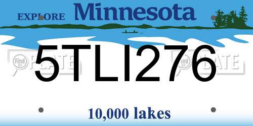 5TLI276 Minnesota License Plate