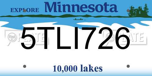 5TLI726 Minnesota License Plate