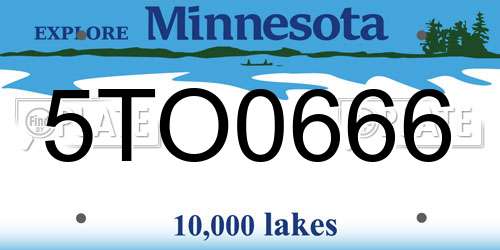 5TO0666 Minnesota License Plate