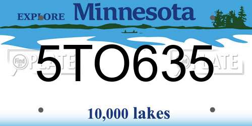 5TO635 Minnesota License Plate