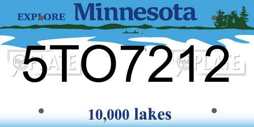 5TO7212 Minnesota License Plate