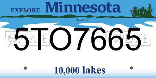 5TO7665 Minnesota License Plate
