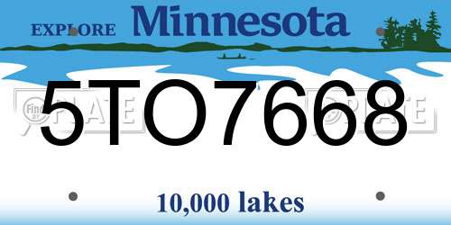 5TO7668 Minnesota License Plate