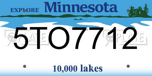 5TO7712 Minnesota License Plate